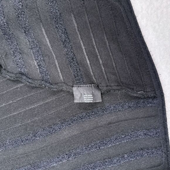 Eileen Fisher Cardigan Sweater Size Medium Black Wool Mohair Mature Open Front - Picture 6 of 8